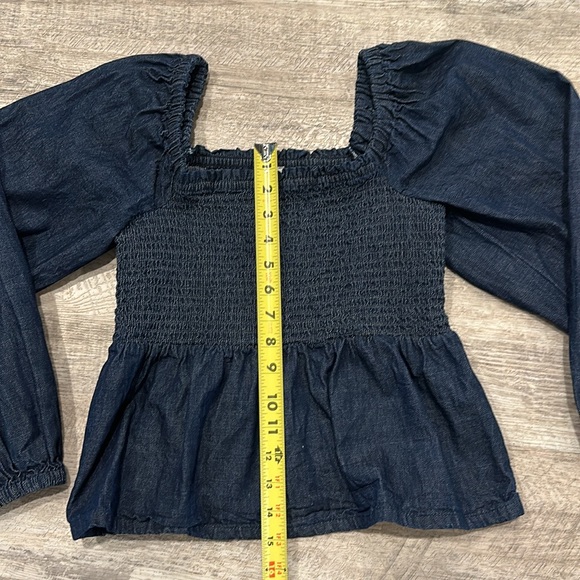 J.Crew Smocked denim shirt - Picture 3 of 4